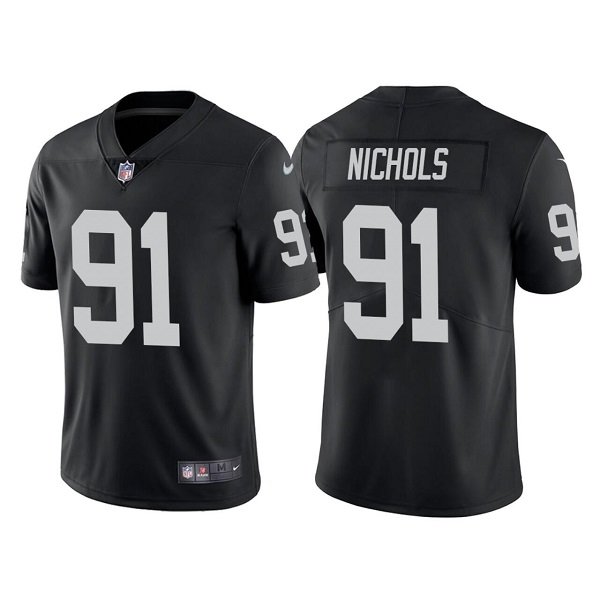 Men's Las Vegas Raiders #91 Bilal Nichols Black Vapor Limited Stitched Jersey